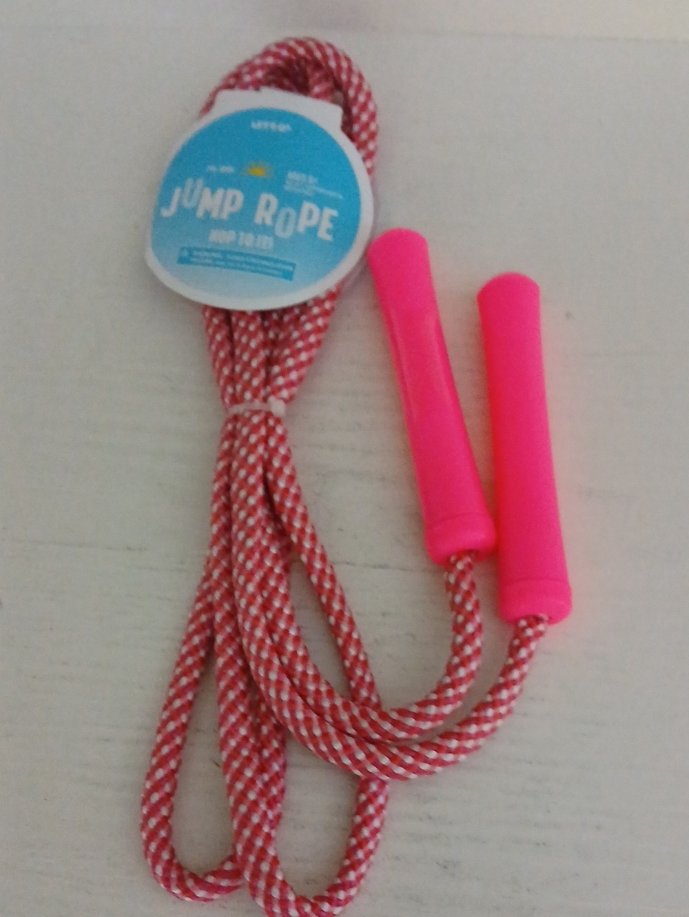 Pink Handle Red & White Braided Jump Rope - Picture 1 of 2